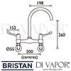 Bristan Lever Wall Mounted Sink Mixer 6 Inch Levers Tap Dimensions